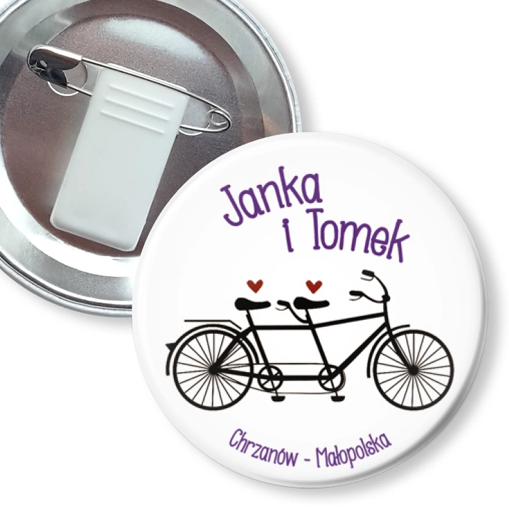 przypinka z żabką i agrafką Janka i Tomek