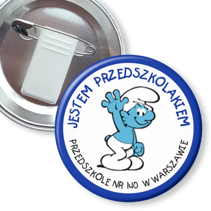 przypinka z żabką i agrafką Jestem Przedszkolakiem