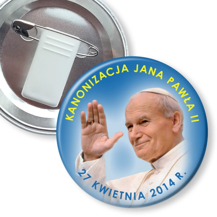 przypinka z żabką i agrafką Kanonizacja Jana Pawła II