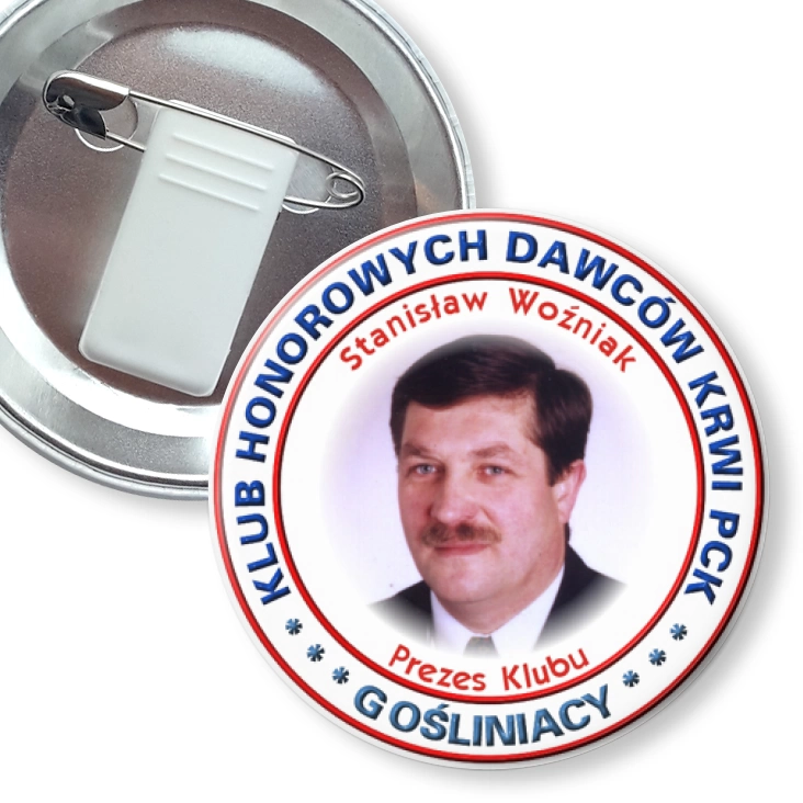 przypinka z żabką i agrafką Klub Honorowych Dawców Krwi PCK