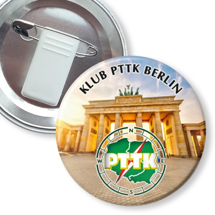 przypinka z żabką i agrafką Klub PTTK Berlin