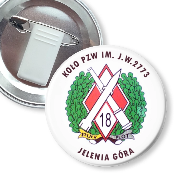 przypinka z żabką i agrafką Koło PZW Jelenia Góra