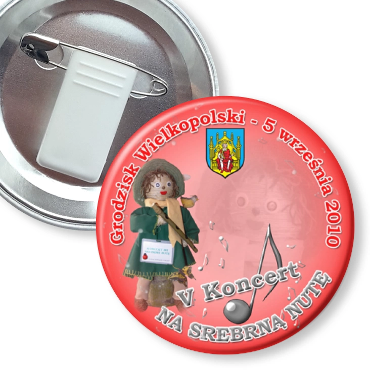 przypinka z żabką i agrafką Koncert Na Srebrną Nutę 2010