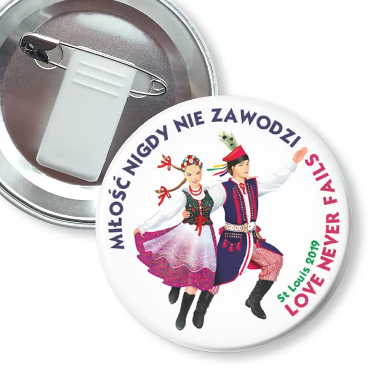 przypinka z żabką i agrafką Love Never Fails