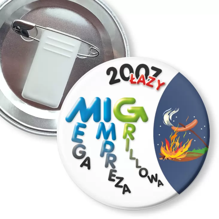 przypinka z żabką i agrafką MIG 2007 - Mega Impreza Grillowa
