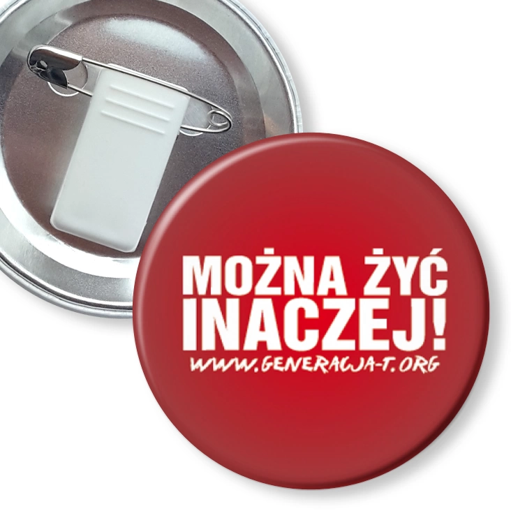 przypinka z żabką i agrafką Można żyć inaczej B