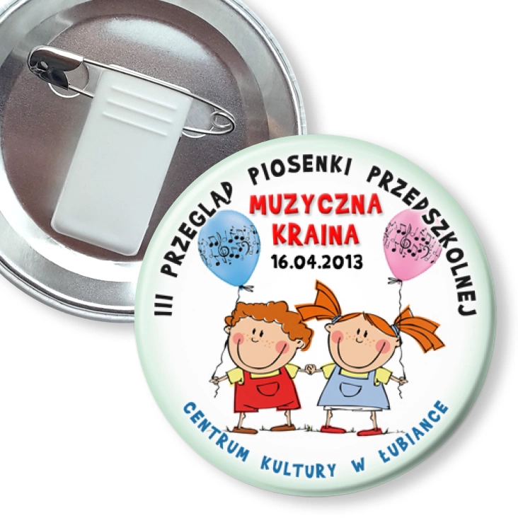 przypinka z żabką i agrafką Muzyczna Kraina 2013