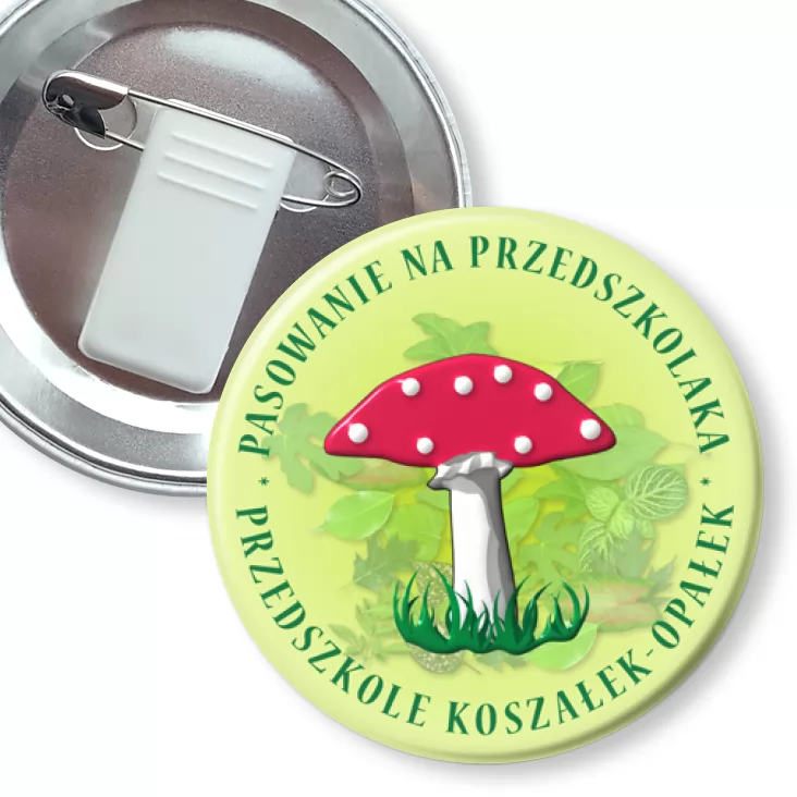 przypinka z żabką i agrafką Pasowanie na przedszkolaka