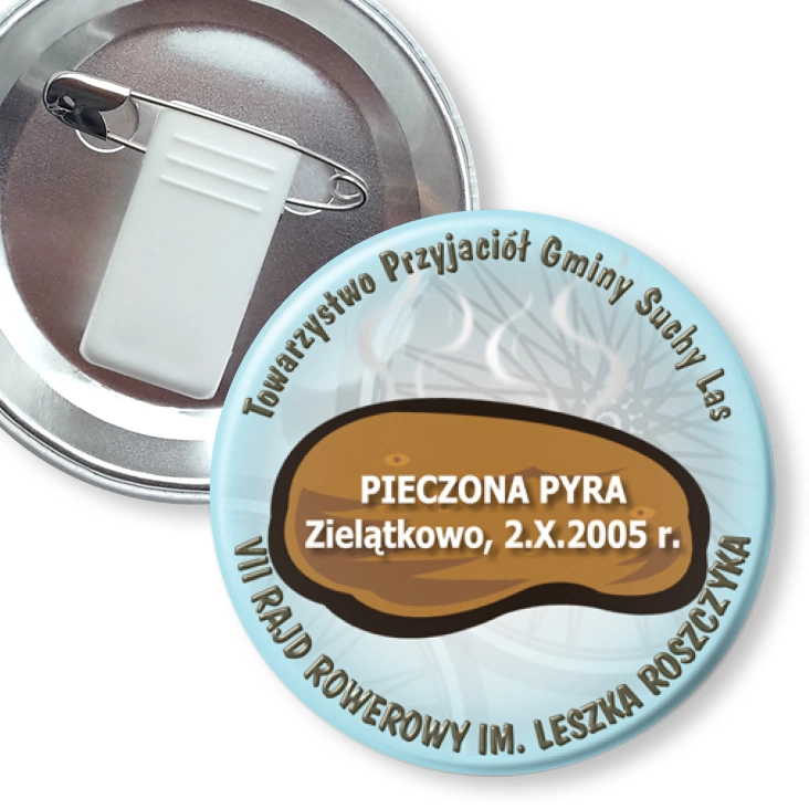 przypinka z żabką i agrafką Pieczona Pyra 2005