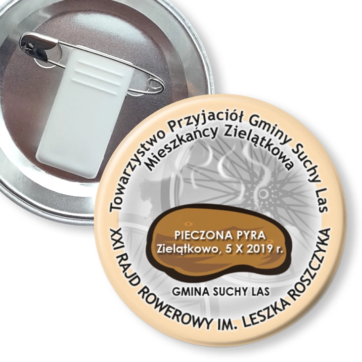przypinka z żabką i agrafką Pieczona Pyra 2019