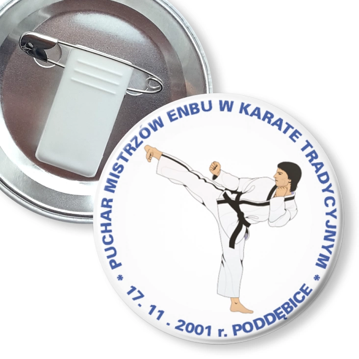 przypinka z żabką i agrafką Puchar Mistrzów Enbu w Karate Tradycyjnym