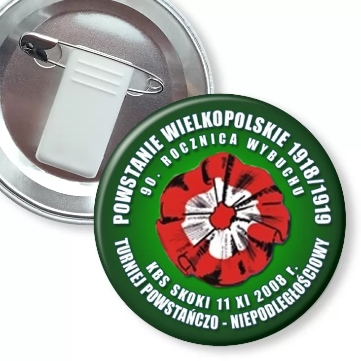 przypinka z żabką i agrafką Rocznica Wybuchu Powstania Wielkopolskiego