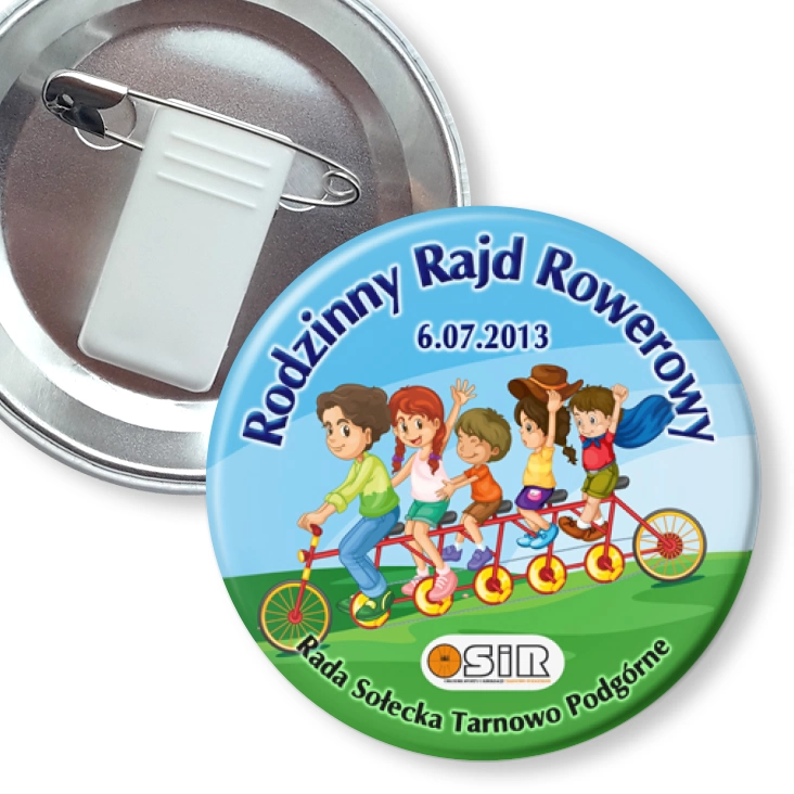 przypinka z żabką i agrafką Rodzinny Rajd Rowerowy 2013