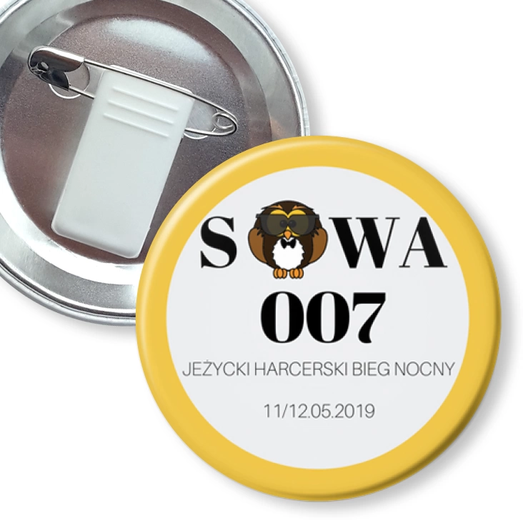 przypinka z żabką i agrafką Sowa 007