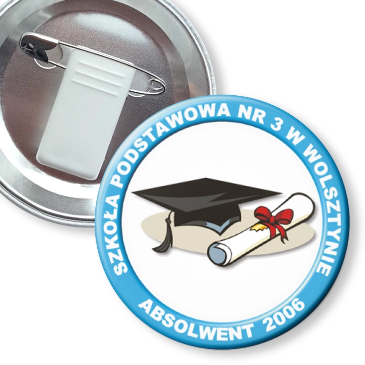 przypinka z żabką i agrafką SP nr 3 w Wolsztynie - Absolwent 2006