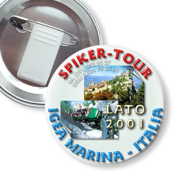 przypinka z żabką i agrafką Spiker-Tour Italia