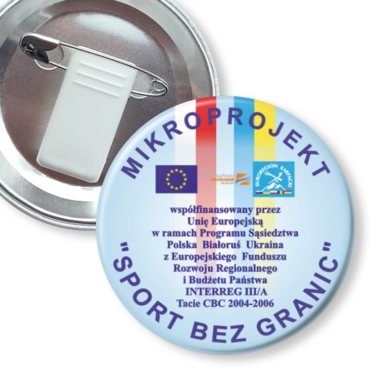 przypinka z żabką i agrafką Sport bez granic