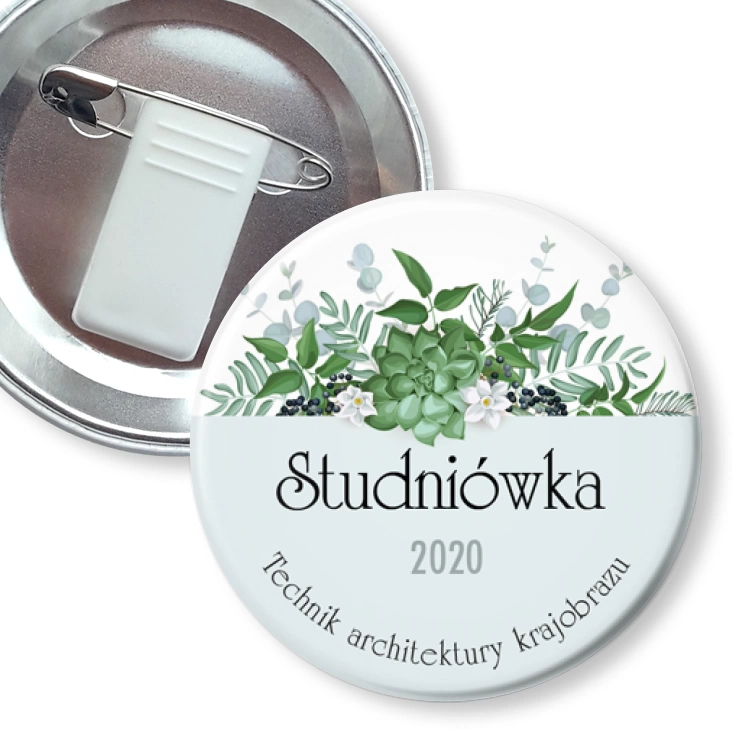 przypinka z żabką i agrafką Studniówka 2020