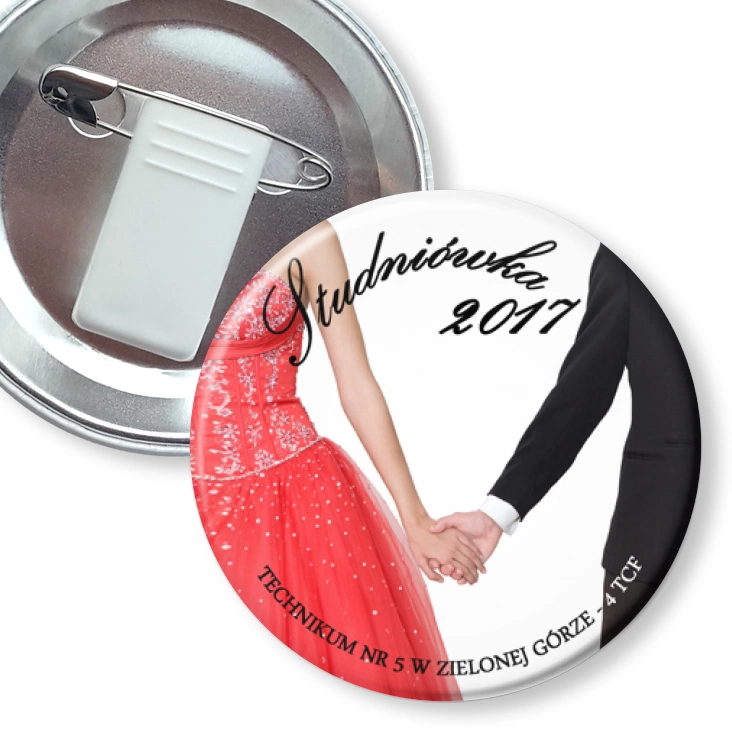 przypinka z żabką i agrafką Studniówka 2017