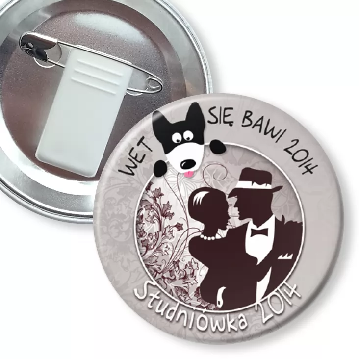 przypinka z żabką i agrafką Studniówka 2014 - WET