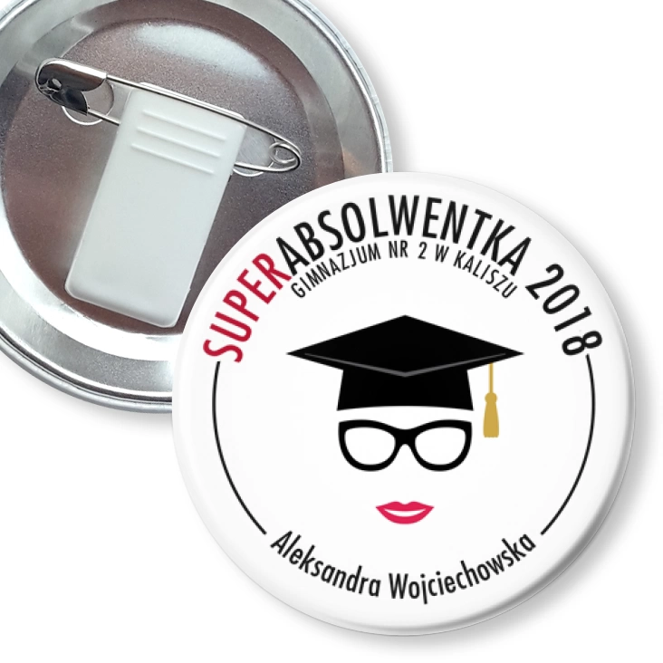 przypinka z żabką i agrafką Superabsolwentka 2018