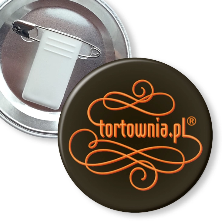 przypinka z żabką i agrafką Tortownia