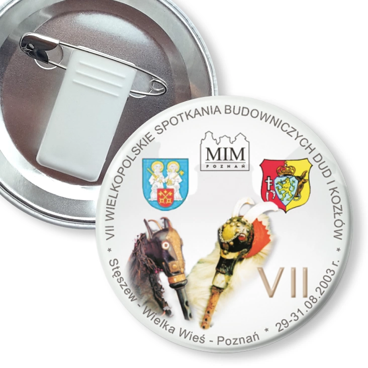 przypinka z żabką i agrafką VII Wielkopolskie Spotkania Budowniczych Dud i Kozłów