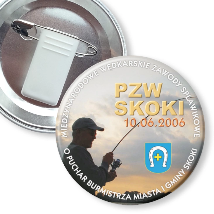 przypinka z żabką i agrafką Wędkarskie Zawody Spławikowe 2006