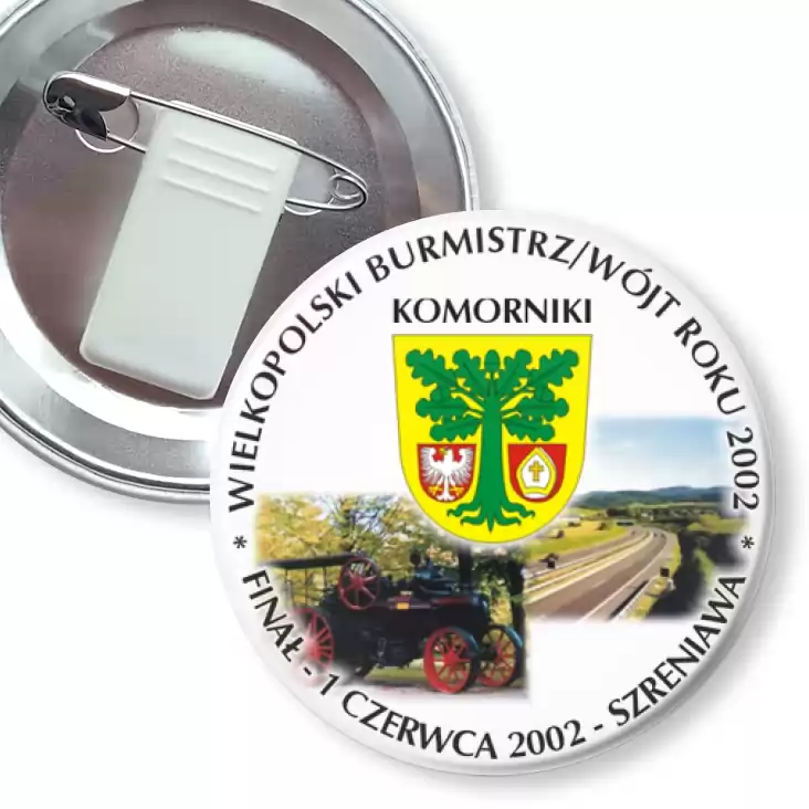 przypinka z żabką i agrafką Wielkopolski Burmistrz/Wójt Roku 2002