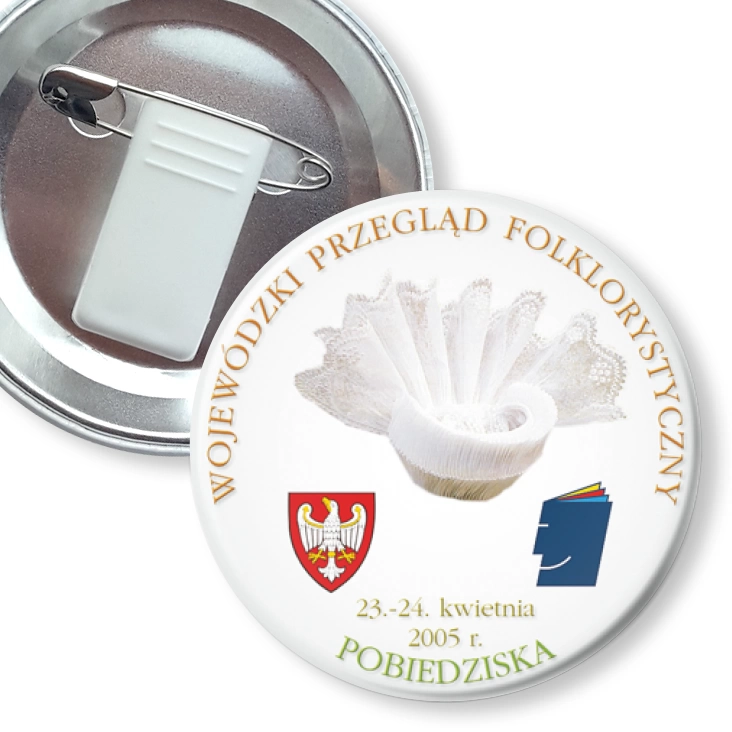 przypinka z żabką i agrafką Wojewódzki Przegląd Folklorystyczny
