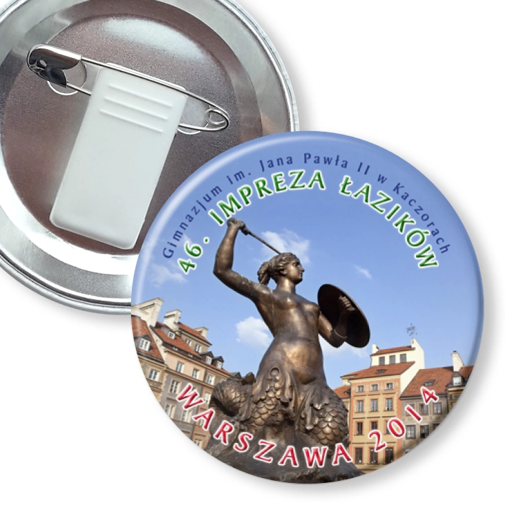 przypinka z żabką i agrafką Wycieczka Kaczory-Warszawa