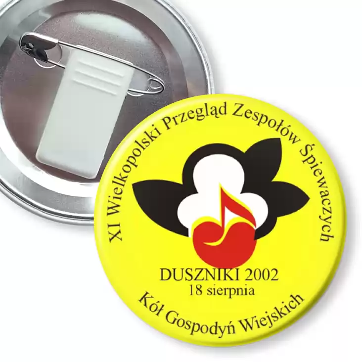 przypinka z żabką i agrafką XI Wielkopolski Przegląd Zespołych Śpiewaczych -Duszniki 2002