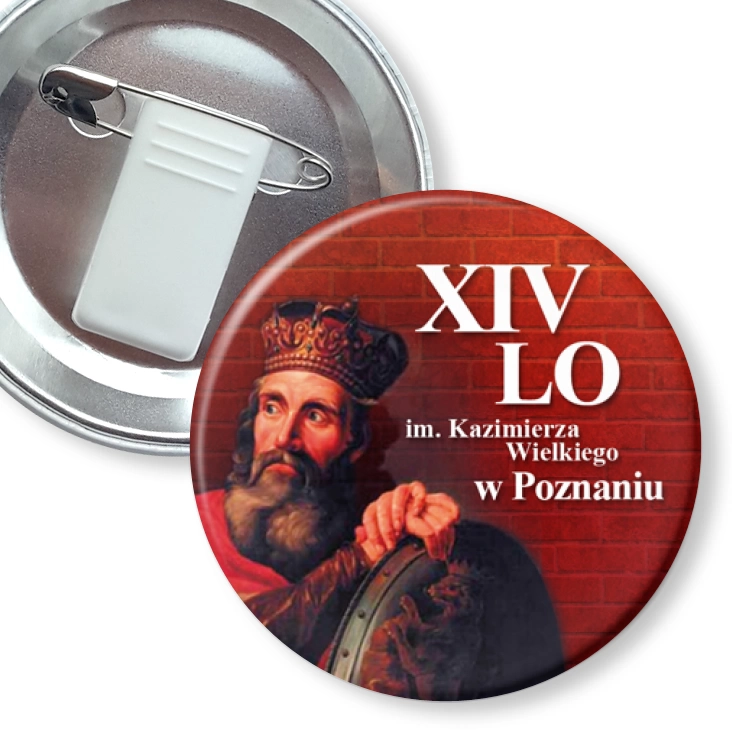 przypinka z żabką i agrafką XIV LO w Poznaniu