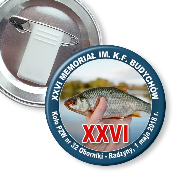 przypinka z żabką i agrafką XXVI Memoriał K.F. Budychów