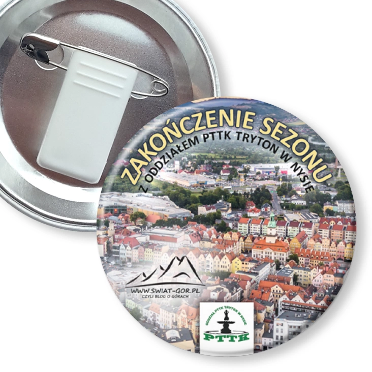 przypinka z żabką i agrafką Zakończenie sezonu PTTK Nysa