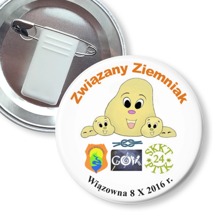 przypinka z żabką i agrafką Zawiązany Ziemniak