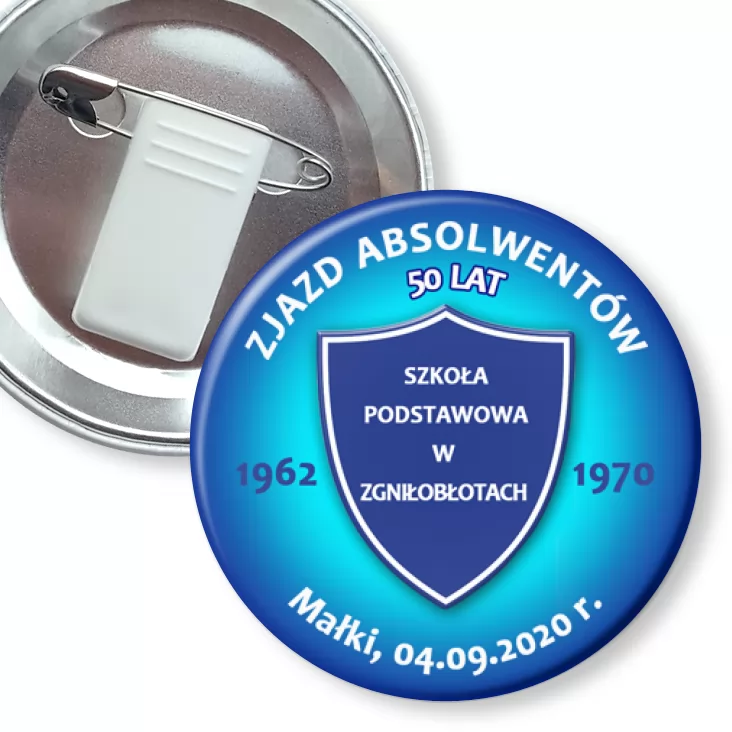 przypinka z żabką i agrafką Zjazd Absolwentów