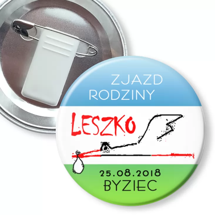 przypinka z żabką i agrafką Zjazd rodziny