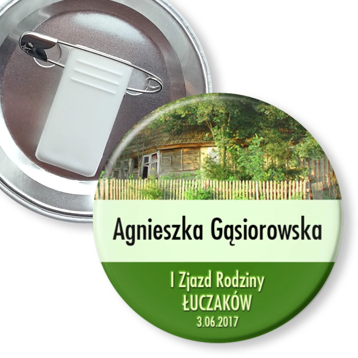 przypinka z żabką i agrafką 1 zjazd rodziny Łuczaków