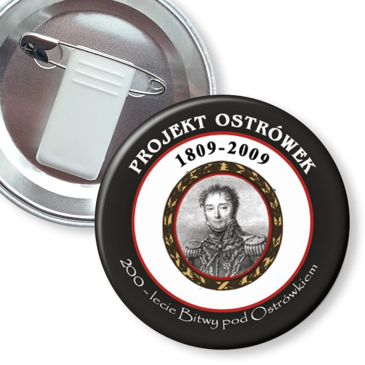 przypinka z żabką i agrafką 200-lecie Bitwy pod Ostrówkiem