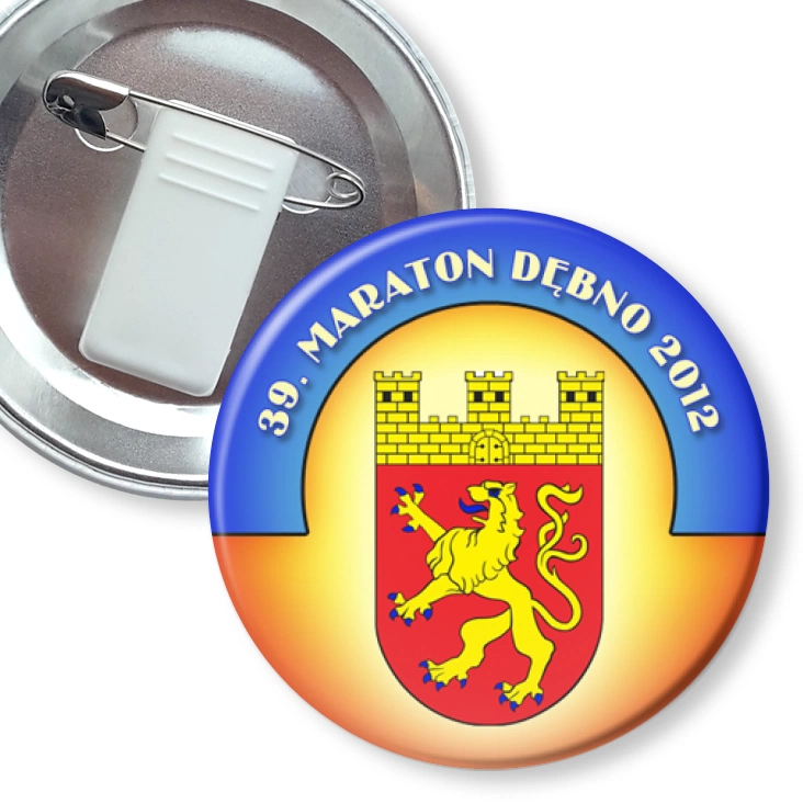 przypinka z żabką i agrafką 39. Maraton Dębno 2012