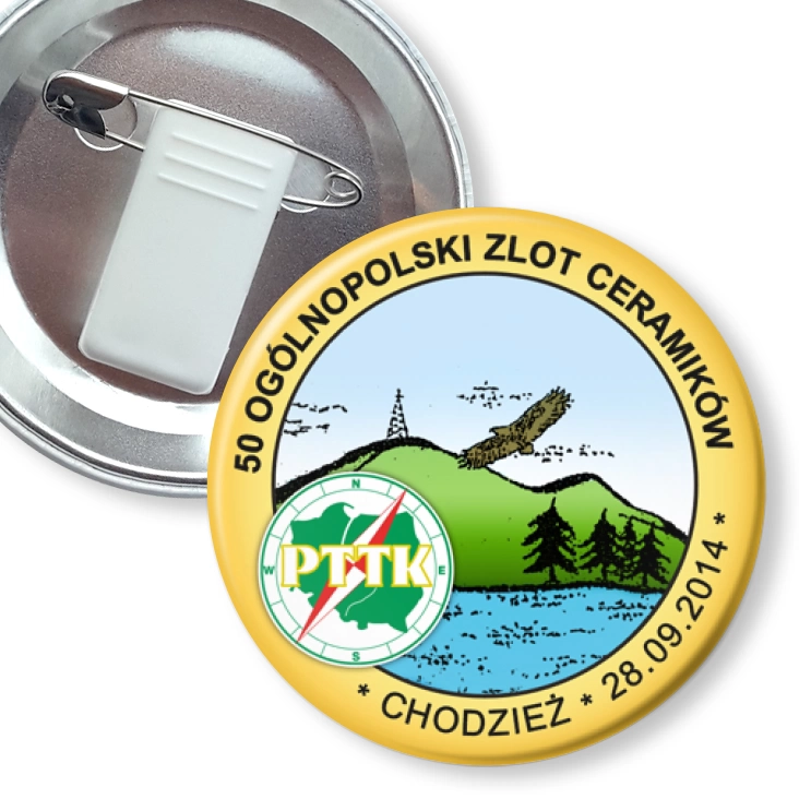 przypinka z żabką i agrafką 50 Ogólnopolski Zlot Ceramików