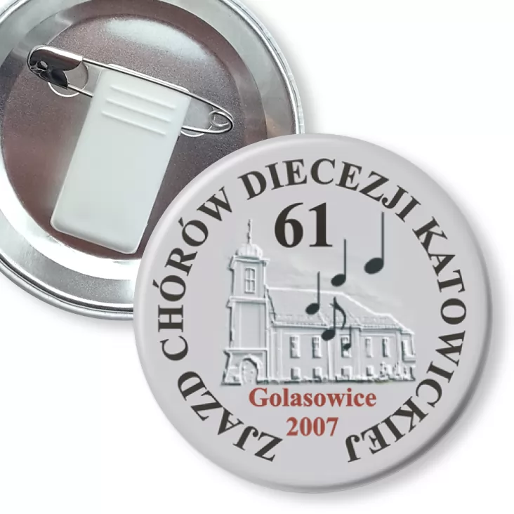 przypinka z żabką i agrafką 61 Zjazd Chórów Diecezji Katowickiej
