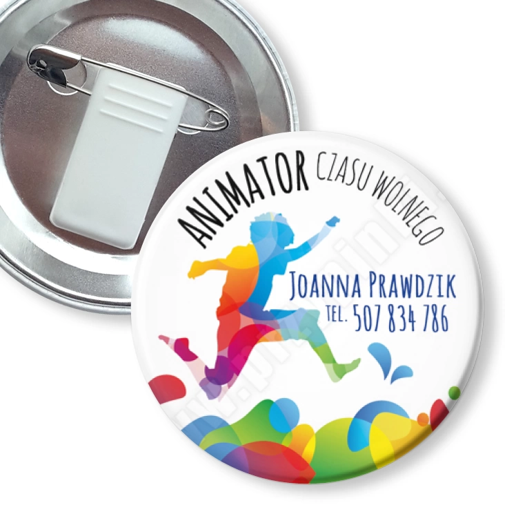 przypinka z żabką i agrafką Animator czasu wolnego kolory