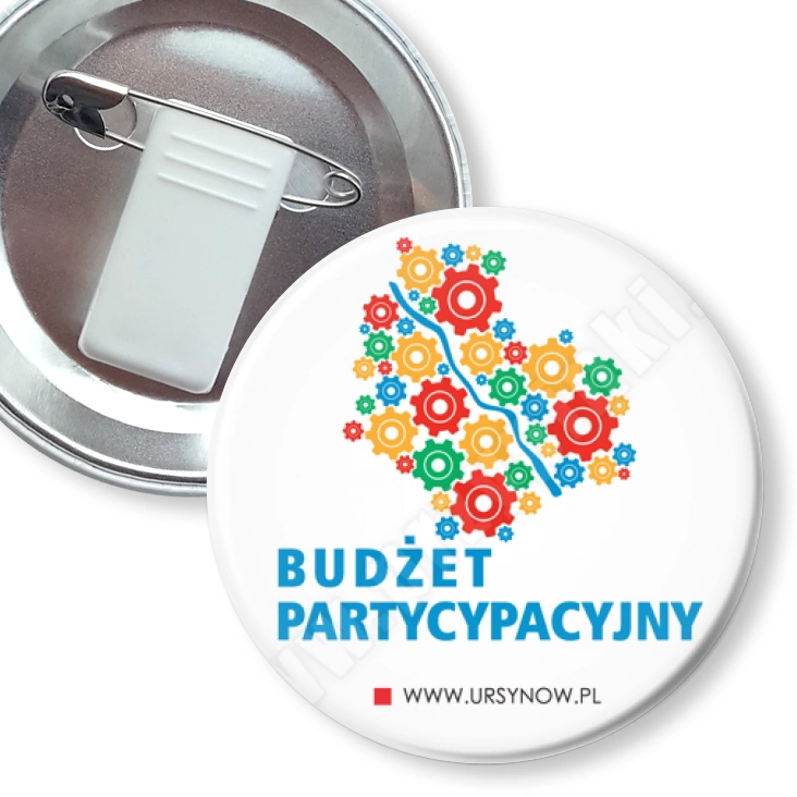 przypinka z żabką i agrafką Budżet Partycypacyjny