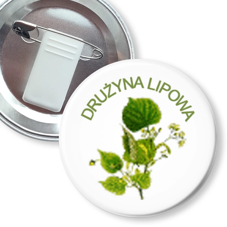 przypinka z żabką i agrafką Drużyna lipowa