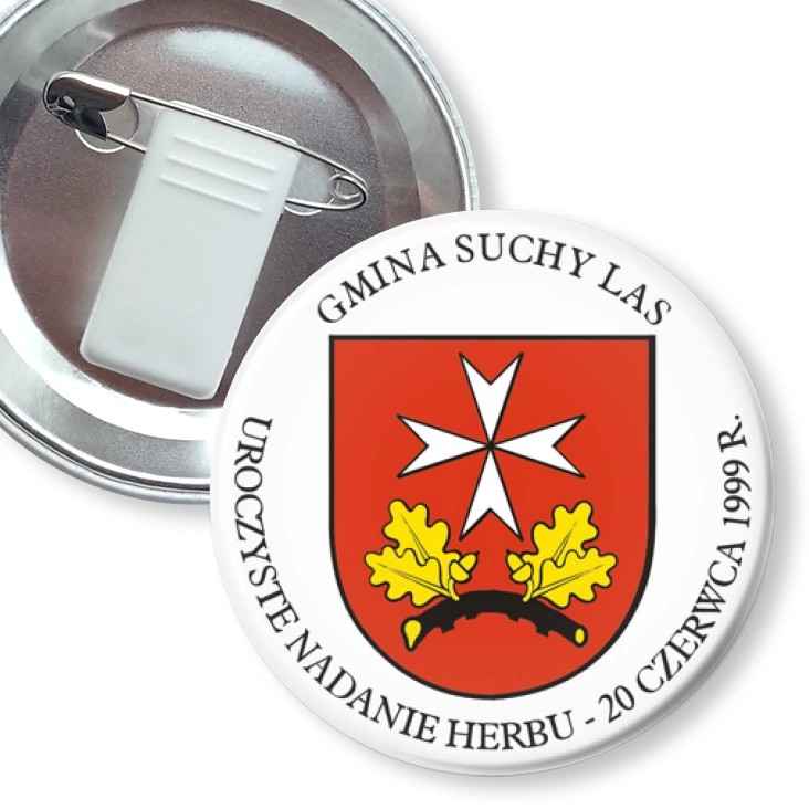 przypinka z żabką i agrafką Gmina Suchy Las