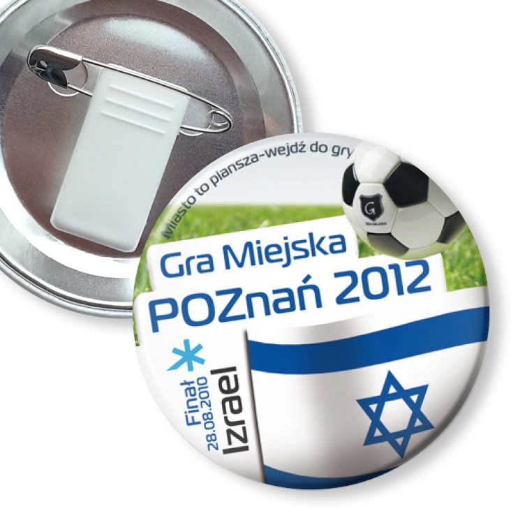 przypinka z żabką i agrafką Gra Miejska - Poznań 2012 - Izrael