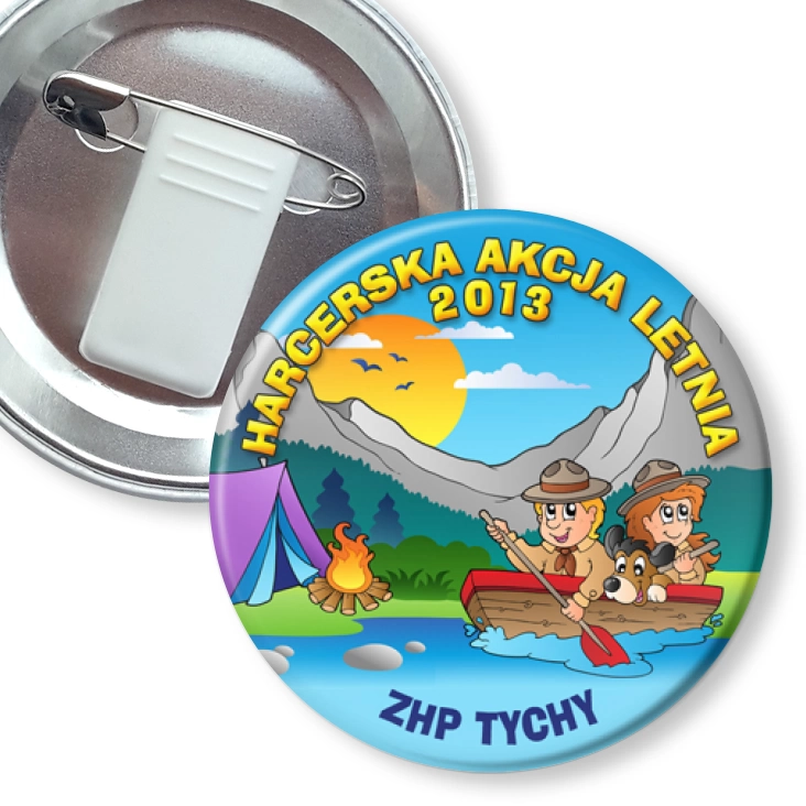 przypinka z żabką i agrafką Harcerska Akcja Letnia 2013
