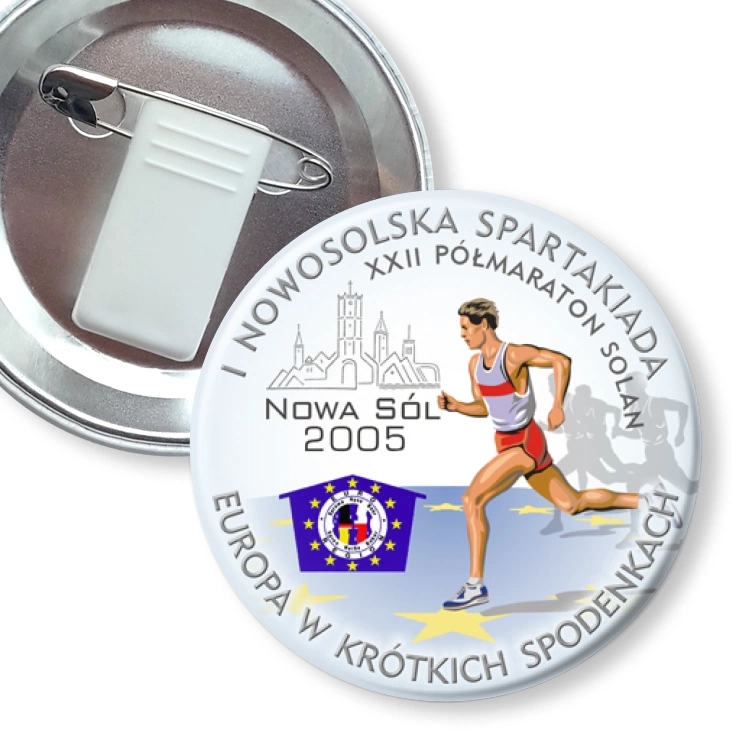 przypinka z żabką i agrafką I Nowosolska Spartakiada